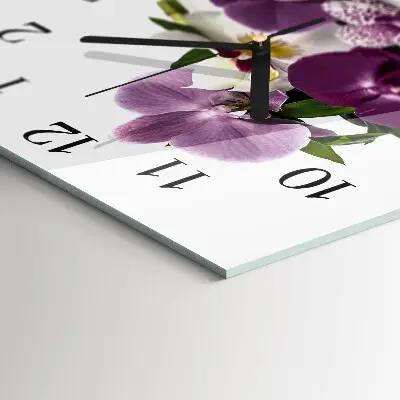 Kvadratinis sieninis laikrodis Orchidėja