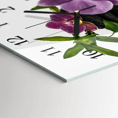 Kvadratinis sieninis laikrodis Orchidėja