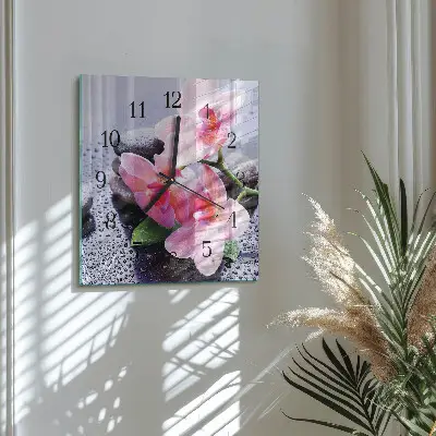 Kvadratinis sieninis laikrodis Orchidėja