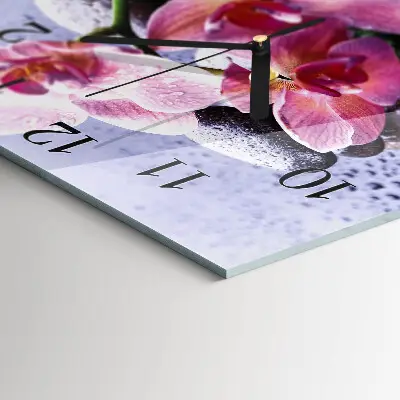 Kvadratinis sieninis laikrodis Orchidėja
