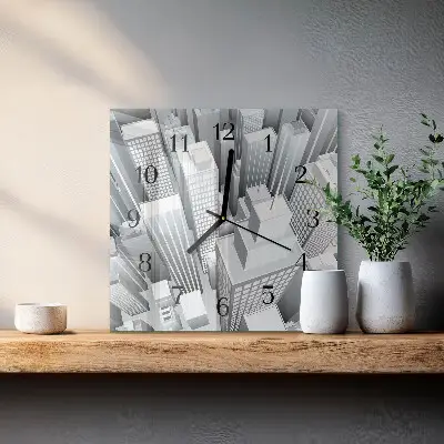 Kvadratinis sieninis laikrodis Pastatai