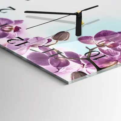 Kvadratinis sieninis laikrodis Orchidėja