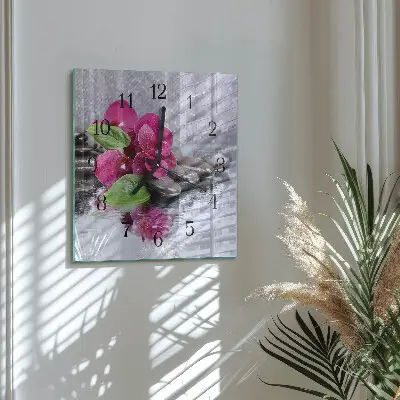 Kvadratinis sieninis laikrodis Orchidėja