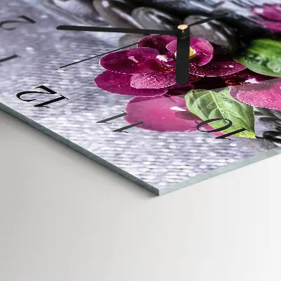 Kvadratinis sieninis laikrodis Orchidėja