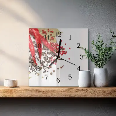 Kvadratinis sieninis laikrodis Raudonieji pipirai