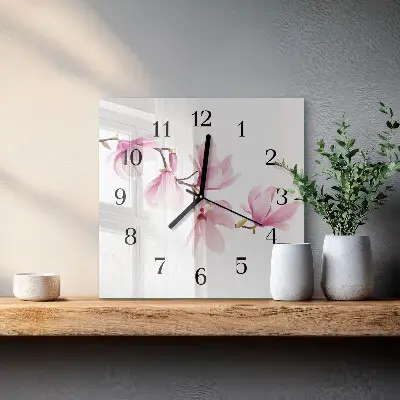 Kvadratinis sieninis laikrodis Magnolija