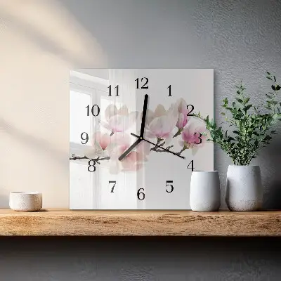 Kvadratinis sieninis laikrodis Magnolija