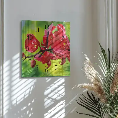 Kvadratinis sieninis laikrodis Orchidėja