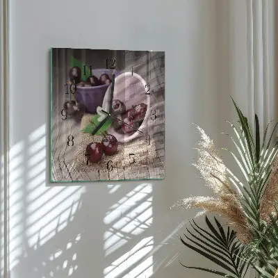 Kvadratinis sieninis laikrodis Burgundiškos vyšnios