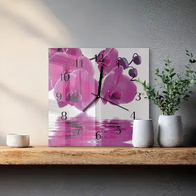 Kvadratinis sieninis laikrodis Orchidėja
