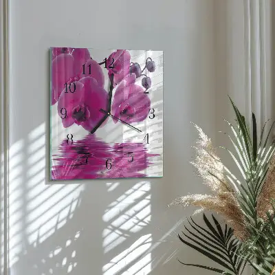 Kvadratinis sieninis laikrodis Orchidėja