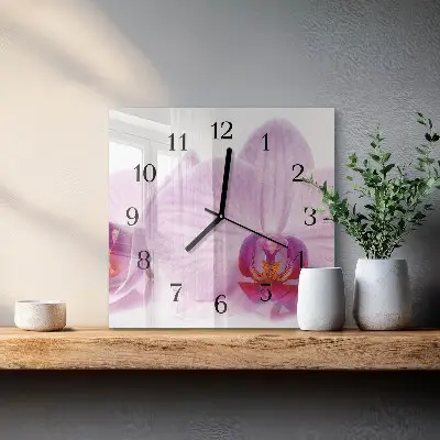 Kvadratinis sieninis laikrodis Orchidėja
