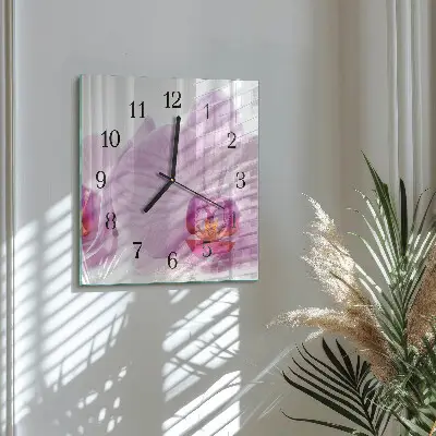 Kvadratinis sieninis laikrodis Orchidėja