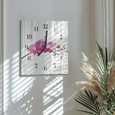 Kvadratinis sieninis laikrodis Orchidėja