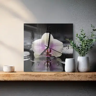 Kvadratinis sieninis laikrodis Orchidėja