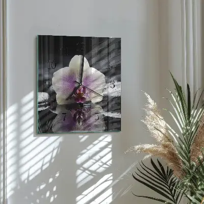 Kvadratinis sieninis laikrodis Orchidėja
