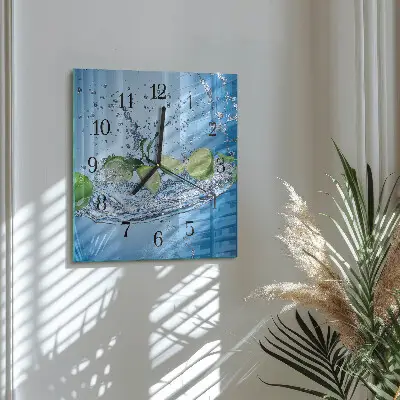 Kvadratinis sieninis laikrodis Žaliosios citrinos