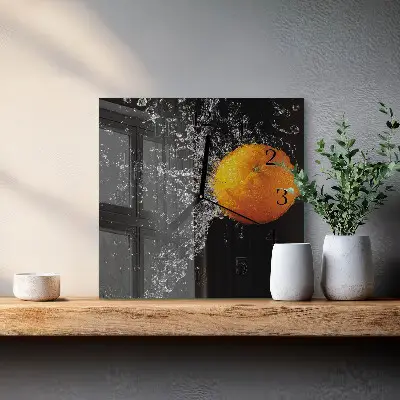 Kvadratinis sieninis laikrodis Oranžinė