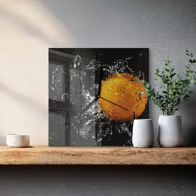 Kvadratinis sieninis laikrodis Oranžinė