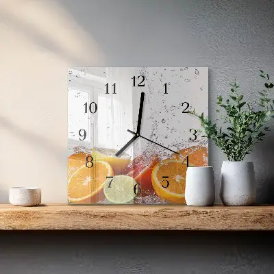 Kvadratinis sieninis laikrodis Apelsinai