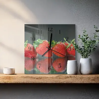 Kvadratinis sieninis laikrodis Braškės