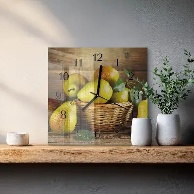 Kvadratinis sieninis laikrodis Kriaušės
