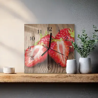 Kvadratinis sieninis laikrodis Braškės