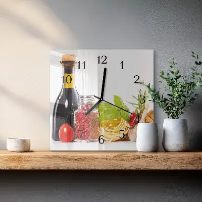 Kvadratinis sieninis laikrodis Makaronai