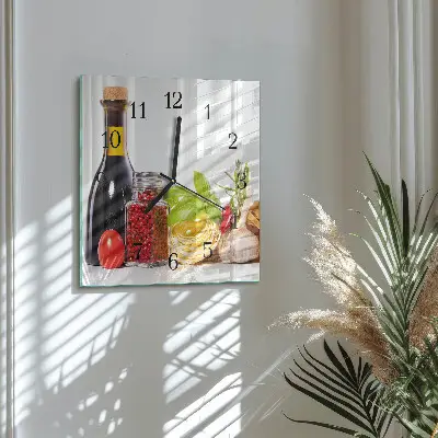 Kvadratinis sieninis laikrodis Makaronai