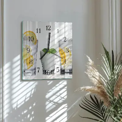 Kvadratinis sieninis laikrodis Citrusiniai vaisiai