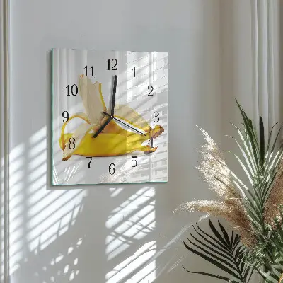 Kvadratinis sieninis laikrodis Bananai