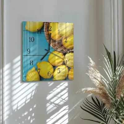 Kvadratinis sieninis laikrodis Citrinos