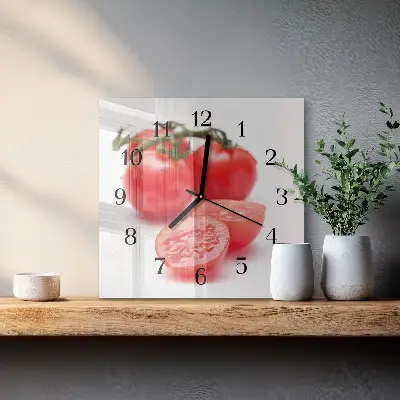 Kvadratinis sieninis laikrodis Pomidorai