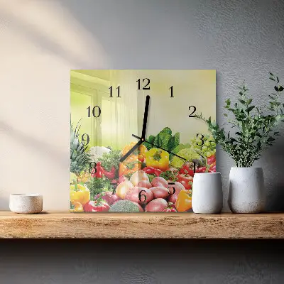 Kvadratinis sieninis laikrodis Daržovės