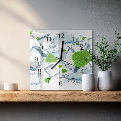 Kvadratinis sieninis laikrodis Ledinė mėta