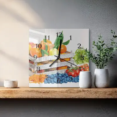 Kvadratinis sieninis laikrodis Daržovės