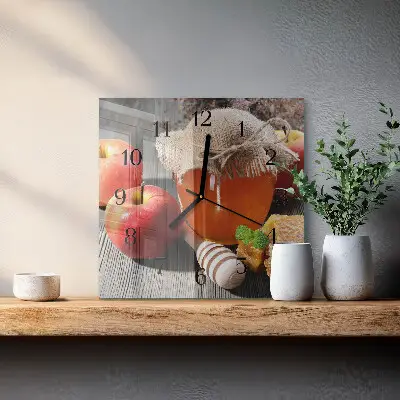 Kvadratinis sieninis laikrodis Medaus obuolys