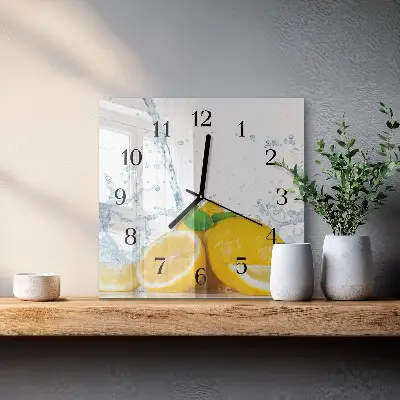 Kvadratinis sieninis laikrodis Citrusiniai vaisiai