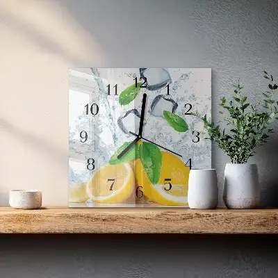 Kvadratinis sieninis laikrodis Citrusiniai vaisiai
