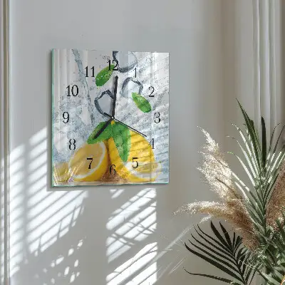 Kvadratinis sieninis laikrodis Citrusiniai vaisiai