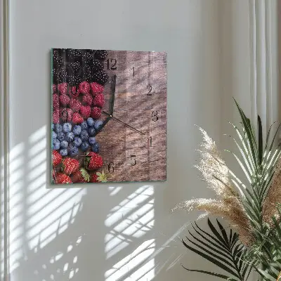 Kvadratinis sieninis laikrodis Miško uogos