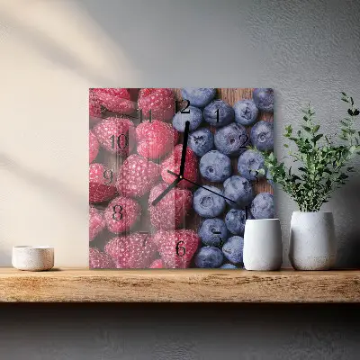 Kvadratinis sieninis laikrodis Miško uogos