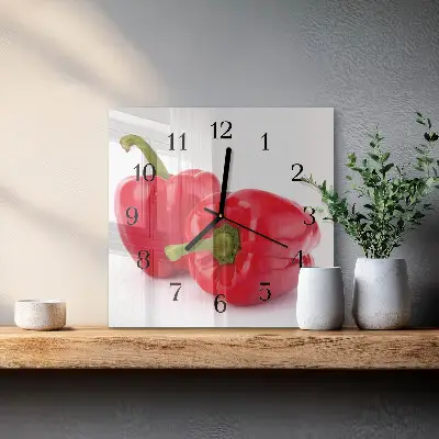Kvadratinis sieninis laikrodis Pipirai