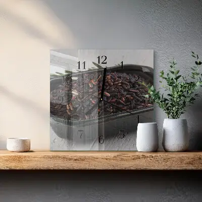 Kvadratinis sieninis laikrodis Juodieji ryžiai