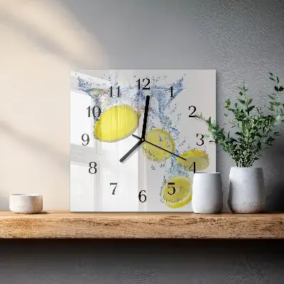 Kvadratinis sieninis laikrodis Citrinos