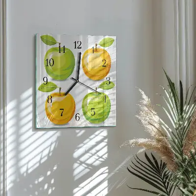 Kvadratinis sieninis laikrodis Obuoliai