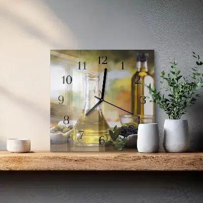 Kvadratinis sieninis laikrodis Alyvuogių aliejus