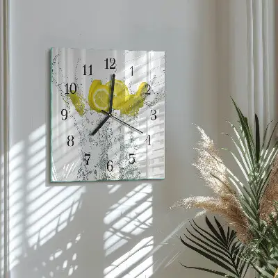 Kvadratinis sieninis laikrodis Vanduo su citrina
