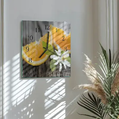 Kvadratinis sieninis laikrodis Citrusiniai vaisiai