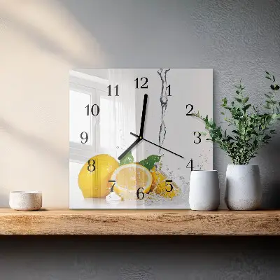 Kvadratinis sieninis laikrodis Citrinos